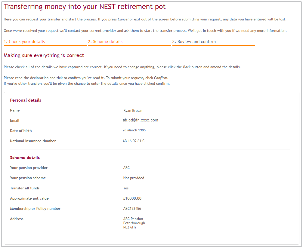 Transferring money into Nest Nest pensions