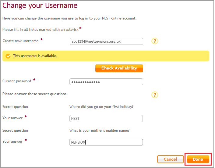 How do I find my nest pension username?