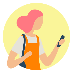 Icon of woman looking at mobile