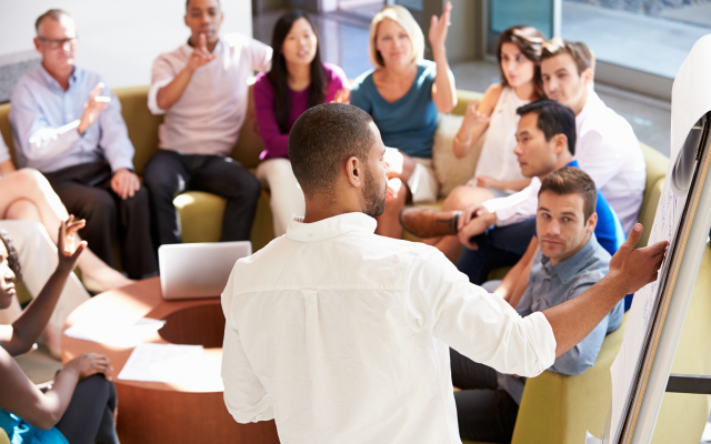 Man presenting in meeting