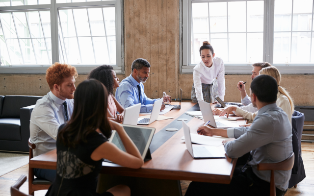 People sitting round table in meeting