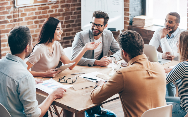 Team meeting at a table