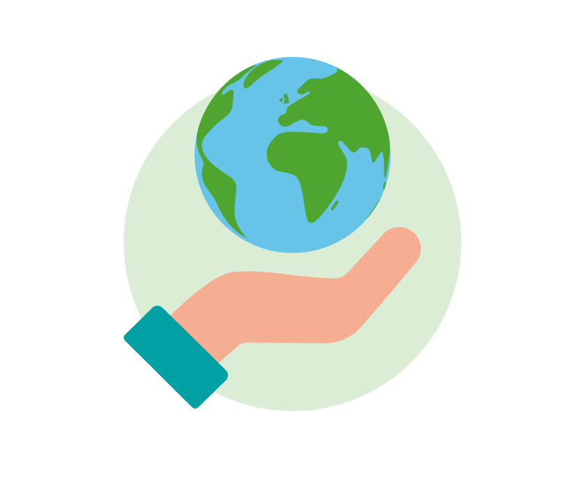 Icon of hand holding globe
