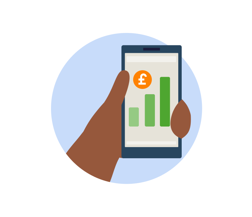 Illustration of a bar chart on a mobile device