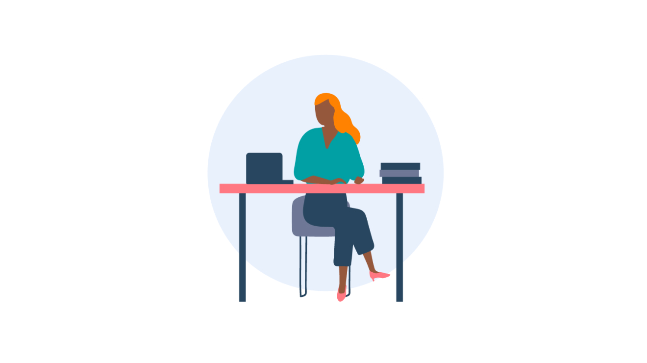 Icon of woman sitting at desk