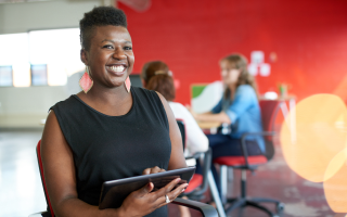 Lady holding tablet