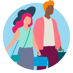 Icon of two people carrying bags