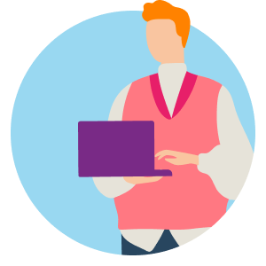 Icon of person holding laptop