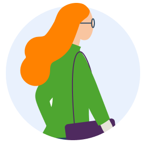 Icon of woman with glasses and handbag