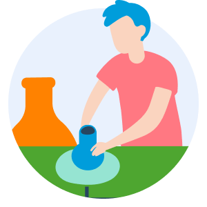Icon of person making pottery