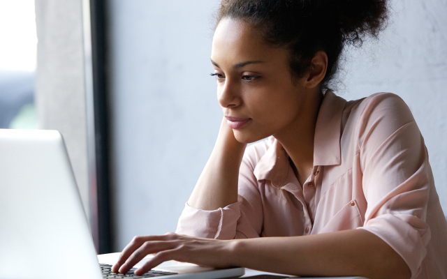 woman working at laptop