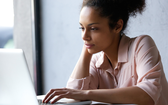 woman working on laptop