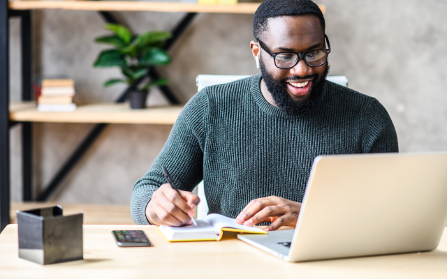 man working on laptop