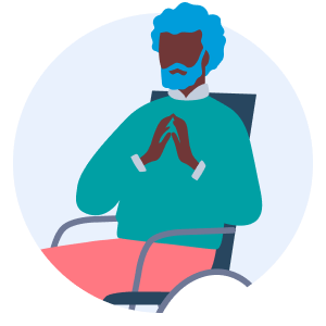 Illustration of older man in wheelchair