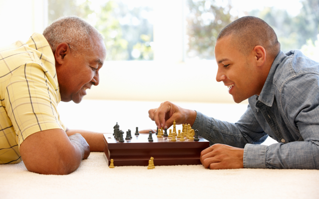 Two men playing chess