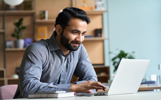 Man working on laptop