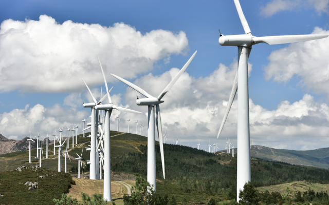 Windmills on hills