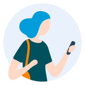 Illustration of woman looking at smartphone