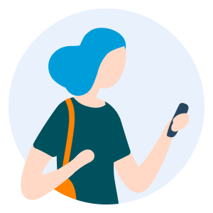 Icon of woman looking at mobile phone