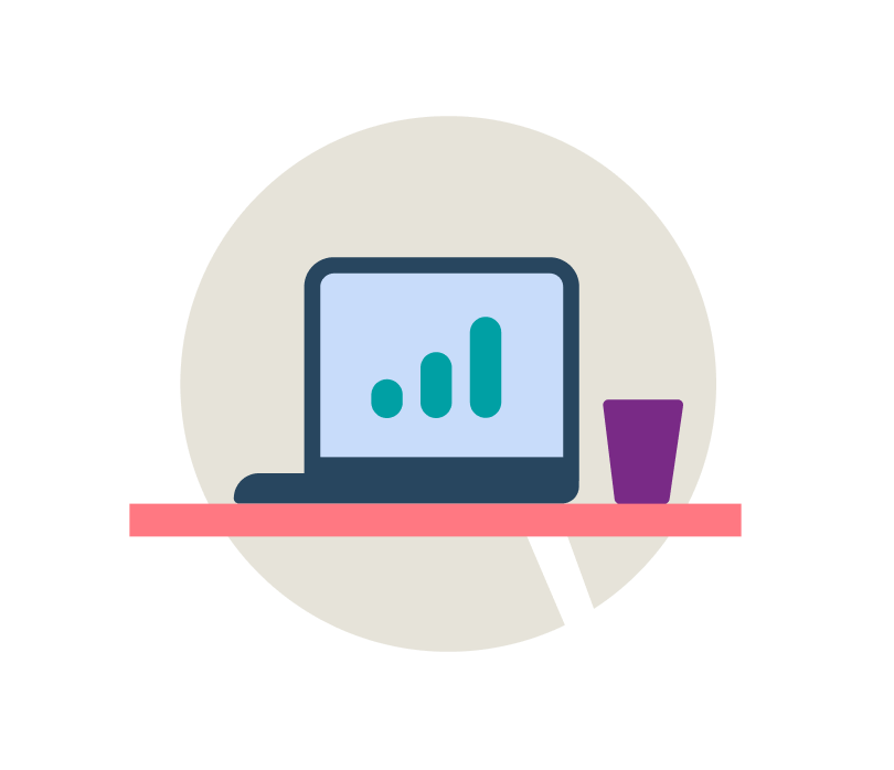 Illustration of laptop screen on desk